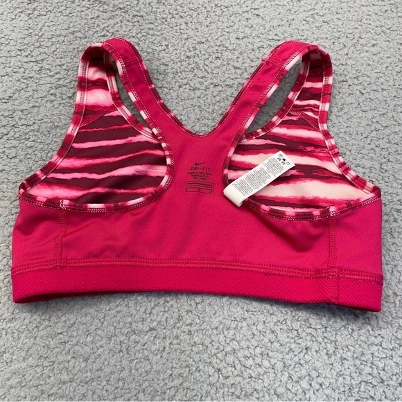 Nike Pro Sports Bra Small Classic Tiger Pink Front  Logo Stretchy  Gym Workout - Picture 3 of 11